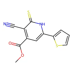 Methyl 3-cyano-6-(thiophen-2-yl)-2-thioxo-1,2-dihydropyridine-4-carboxylate structure