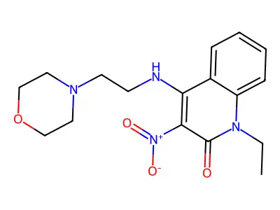 1-ethyl-4-((2-morpholinoethyl)amino)-3-nitroquinolin-2(1H)-one structure