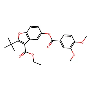 Ethyl 2-(tert-butyl)-5-((3,4-dimethoxybenzoyl)oxy)benzofuran-3-carboxylate structure