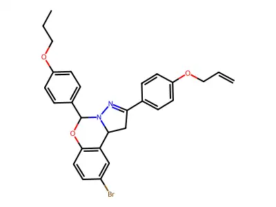 9-bromo-2-[4-(prop-2-en-1-yloxy)phenyl]-5-(4-propoxyphenyl)-1,10b-dihydropyrazolo[1,5-c][1,3]benzoxazine structure