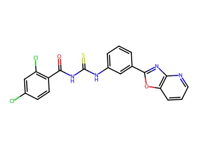 2,4-dichloro-N-[[3-([1,3]oxazolo[4,5-b]pyridin-2-yl)phenyl]carbamothioyl]benzamide structure