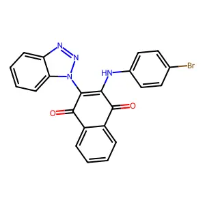 2-(1H-benzo[d][1,2,3]triazol-1-yl)-3-((4-bromophenyl)amino)naphthalene-1,4-dione structure