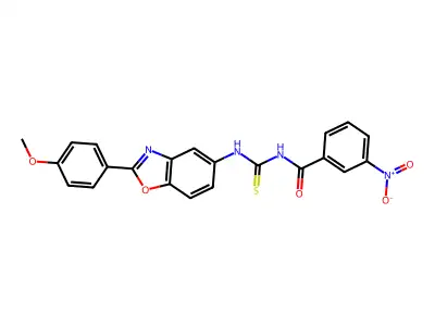N-[[2-(4-methoxyphenyl)-1,3-benzoxazol-5-yl]carbamothioyl]-3-nitrobenzamide structure