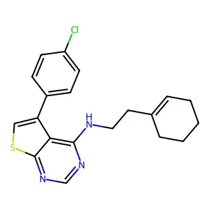 5-(4-chlorophenyl)-N-[2-(cyclohex-1-en-1-yl)ethyl]thieno[2,3-d]pyrimidin-4-amine structure