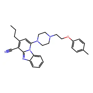 1-{4-[2-(4-methylphenoxy)ethyl]piperazin-1-yl}-3-propylpyrido[1,2-a]benzimidazole-4-carbonitrile structure