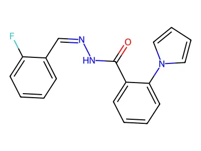 N-[(2-fluorophenyl)methylideneamino]-2-pyrrol-1-ylbenzamide structure