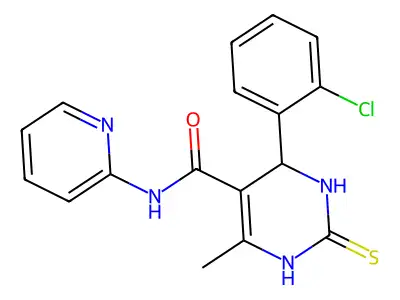 4-(2-chlorophenyl)-6-methyl-N-(2-pyridinyl)-2-thioxo-1,2,3,4-tetrahydro-5-pyrimidinecarboxamide structure