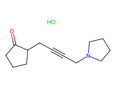 Cyclopentanone, 2-(4-(1-pyrrolidinyl)-2-butyn-1-yl)-, hydrochloride structure