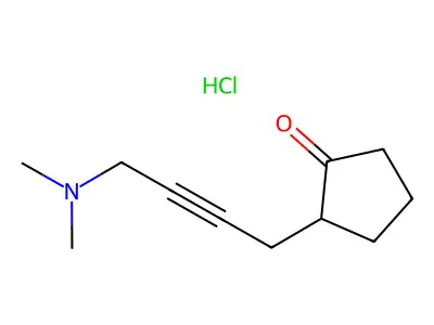 Cyclopentanone, 2-(4-(dimethylamino)-2-butynyl)-, hydrochloride structure