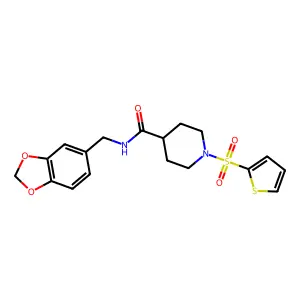 N-piperonyl-1-(2-thienylsulfonyl)isonipecotamide structure