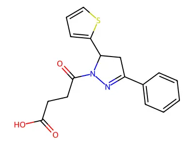 4-Oxo-4-(5-phenyl-3-thiophen-2-yl-3,4-dihydropyrazol-2-yl)butanoic acid structure