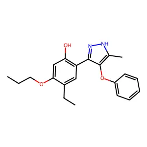 4-ethyl-2-(5-methyl-4-phenoxy-1H-pyrazol-3-yl)-5-propoxyphenol structure