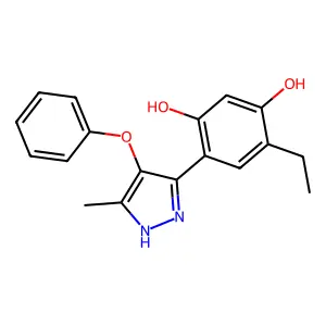 4-ethyl-6-(5-methyl-4-phenoxy-1H-pyrazol-3-yl)-1,3-benzenediol structure