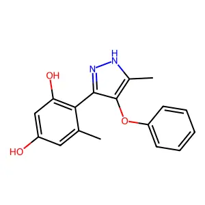 5-methyl-4-(5-methyl-4-phenoxy-1H-pyrazol-3-yl)-1,3-Benzenediol structure