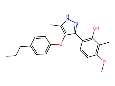 3-methoxy-2-methyl-6-[5-methyl-4-(4-propylphenoxy)-1H-pyrazol-3-yl]phenol structure