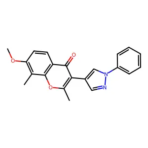 7-methoxy-2,8-dimethyl-3-(1-phenyl-1H-pyrazol-4-yl)-4H-chromen-4-one structure