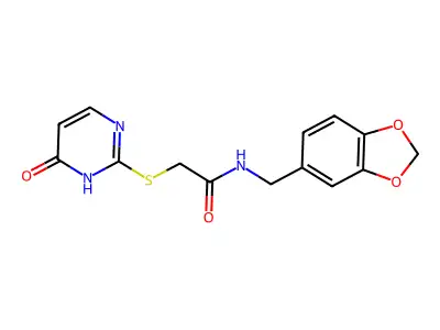 N-(1,3-benzodioxol-5-ylmethyl)-2-[(6-oxo-1H-pyrimidin-2-yl)sulfanyl]acetamide structure