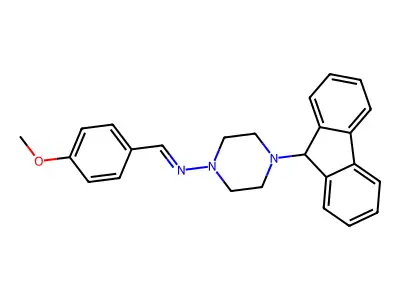 4-(9H-fluoren-9-yl)-N-(4-methoxybenzylidene)-1-piperazinamine structure
