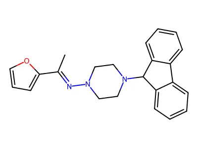 4-(9H-fluoren-9-yl)-N-[1-(2-furyl)ethylidene]-1-piperazinamine structure