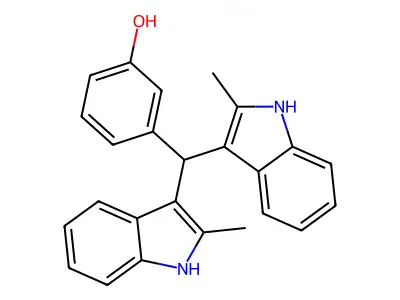 3-[bis(2-methyl-1H-indol-3-yl)methyl]phenol structure