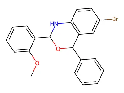 6-bromo-2-(2-methoxyphenyl)-4-phenyl-1,4-dihydro-2H-3,1-benzoxazine structure