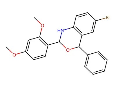6-bromo-2-(2,4-dimethoxyphenyl)-4-phenyl-1,4-dihydro-2H-3,1-benzoxazine structure
