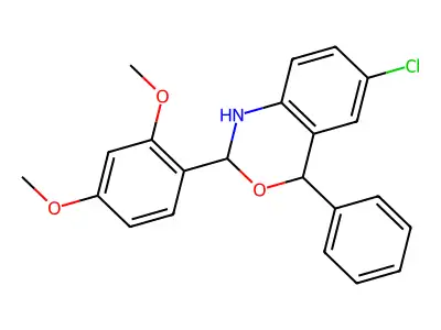 6-chloro-2-(2,4-dimethoxyphenyl)-4-phenyl-1,4-dihydro-2H-3,1-benzoxazine structure