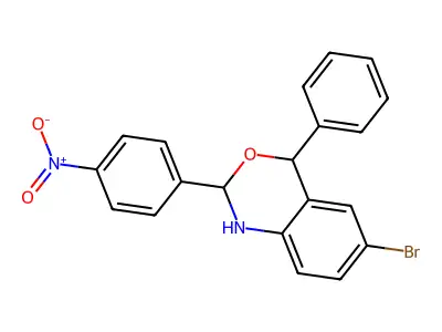 6-bromo-2-{4-nitrophenyl}-4-phenyl-1,4-dihydro-2H-3,1-benzoxazine structure