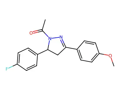 1-(5-(4-fluorophenyl)-3-(4-methoxyphenyl)-4,5-dihydro-1H-pyrazol-1-yl)ethanone structure