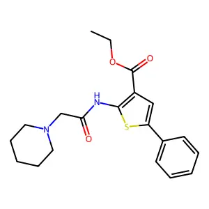 Ethyl 5-phenyl-2-(2-piperidylacetylamino)thiophene-3-carboxylate structure