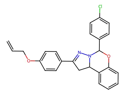 2-[4-(allyloxy)phenyl]-5-(4-chlorophenyl)-1,10b-dihydropyrazolo[1,5-c][1,3]benzoxazine structure