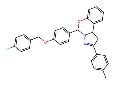 5-{4-[(4-fluorobenzyl)oxy]phenyl}-2-(4-methylphenyl)-1,10b-dihydropyrazolo[1,5-c][1,3]benzoxazine structure