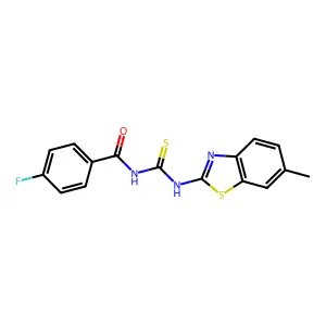 4-fluoro-N-[(6-methyl-1,3-benzothiazol-2-yl)carbamothioyl]benzamide structure