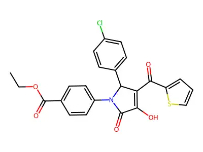 Ethyl 4-[5-(4-chlorophenyl)-3-hydroxy-2-oxo-4-(2-thienylcarbonyl)-3-pyrrolinyl]benzoate structure