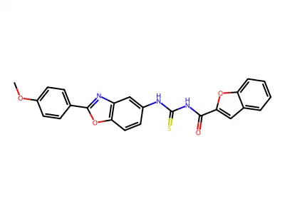 N-[[2-(4-methoxyphenyl)-1,3-benzoxazol-5-yl]carbamothioyl]-1-benzofuran-2-carboxamide structure