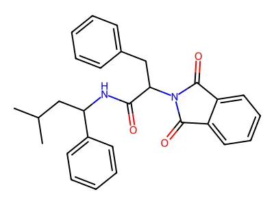 2-(1,3-dioxoisoindol-2-yl)-N-(3-methyl-1-phenylbutyl)-3-phenylpropanamide structure