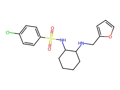 4-chloro-N-(2-((furan-2-ylmethyl)amino)cyclohexyl)benzenesulfonamide structure