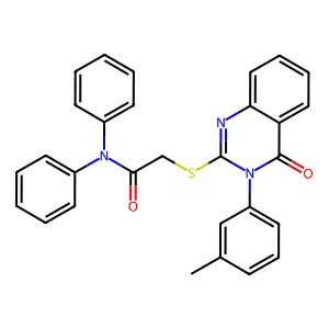 2-[3-(3-methylphenyl)-4-oxoquinazolin-2-yl]sulfanyl-N,N-diphenylacetamide structure