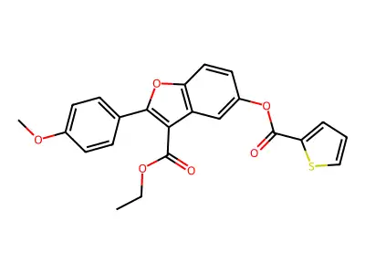 Ethyl 2-(4-methoxyphenyl)-5-(thiophene-2-carbonyloxy)-1-benzofuran-3-carboxylate structure
