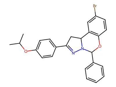 9-bromo-5-phenyl-2-[4-(propan-2-yloxy)phenyl]-1,10b-dihydropyrazolo[1,5-c][1,3]benzoxazine structure