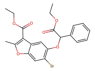 ethyl 6-bromo-5-(2-ethoxy-2-oxo-1-phenylethoxy)-2-methyl-1-benzofuran-3-carboxylate structure