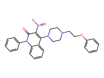 3-nitro-4-(4-(2-phenoxyethyl)piperazin-1-yl)-1-phenylquinolin-2(1H)-one structure