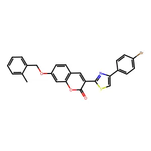 3-[4-(4-bromophenyl)-1,3-thiazol-2-yl]-7-[(2-methylbenzyl)oxy]-2H-chromen-2-one structure