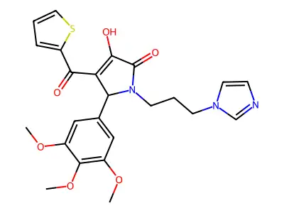 (4E)-4-[hydroxy(thiophen-2-yl)methylidene]-1-[3-(1H-imidazol-1-yl)propyl]-5-(3,4,5-trimethoxyphenyl)pyrrolidine-2,3-dione structure