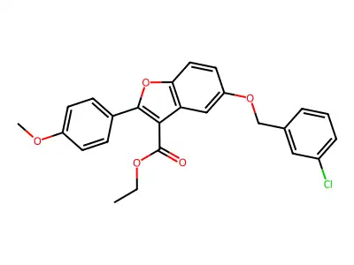 Ethyl 5-[(3-chlorophenyl)methoxy]-2-(4-methoxyphenyl)-1-benzofuran-3-carboxylate structure