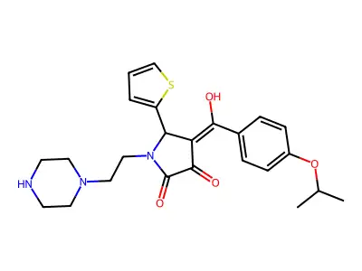 3-hydroxy-1-[2-(piperazin-1-yl)ethyl]-4-[4-(propan-2-yloxy)benzoyl]-5-(thiophen-2-yl)-2,5-dihydro-1H-pyrrol-2-one structure