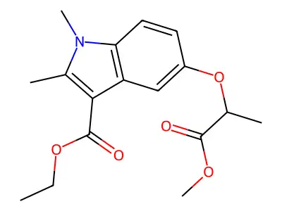 ethyl 5-[(1-methoxy-1-oxopropan-2-yl)oxy]-1,2-dimethyl-1H-indole-3-carboxylate structure