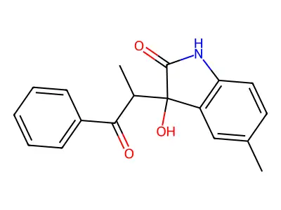 3-hydroxy-5-methyl-3-(1-oxo-1-phenylpropan-2-yl)-1H-indol-2-one structure