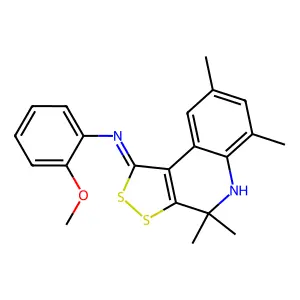 2-methoxy-N-[(1Z)-4,4,6,8-tetramethyl-4,5-dihydro-1H-[1,2]dithiolo[3,4-c]quinolin-1-ylidene]aniline structure