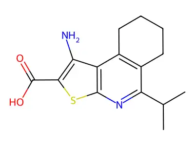 1-amino-5-propan-2-yl-6,7,8,9-tetrahydrothieno[2,3-c]isoquinoline-2-carboxylic acid structure
